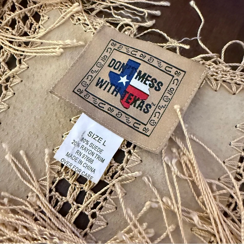 Don’t Mess with Texas Fringe Beige Crochet‎ Cardigan Coat